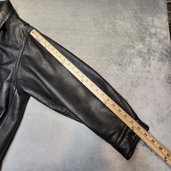 Pepsi Jacket Mens Large Black Genuine Leather Bomber Quilted Lined Snap Front - Picture 6 of 8